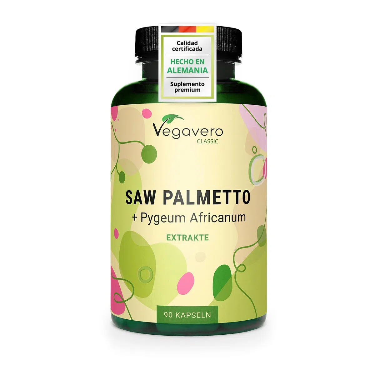 Vegavero Saw Palmetto + Pygeum Africanum | 700 mg de Extracto | Para 3 Meses (90 Cápsulas) | Extractos Estandarizados 45% Ácidos Grasos & 10% Esteroles | Testado en Laboratorio | Sin Aditivos y Vegano