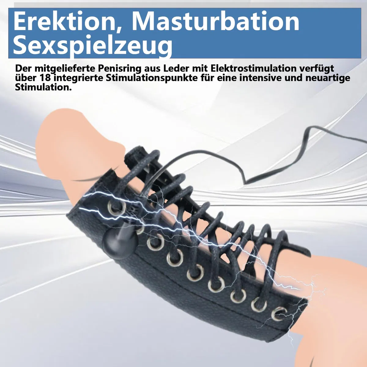 Electroestimulación Anillo de Pene Elástica de Estimulación para Pene y Correa Estimulantes Como Juguete Sexual Bdsms Masajeador SM Masturbación Sex Toy con cable adaptador, Unidad Principal