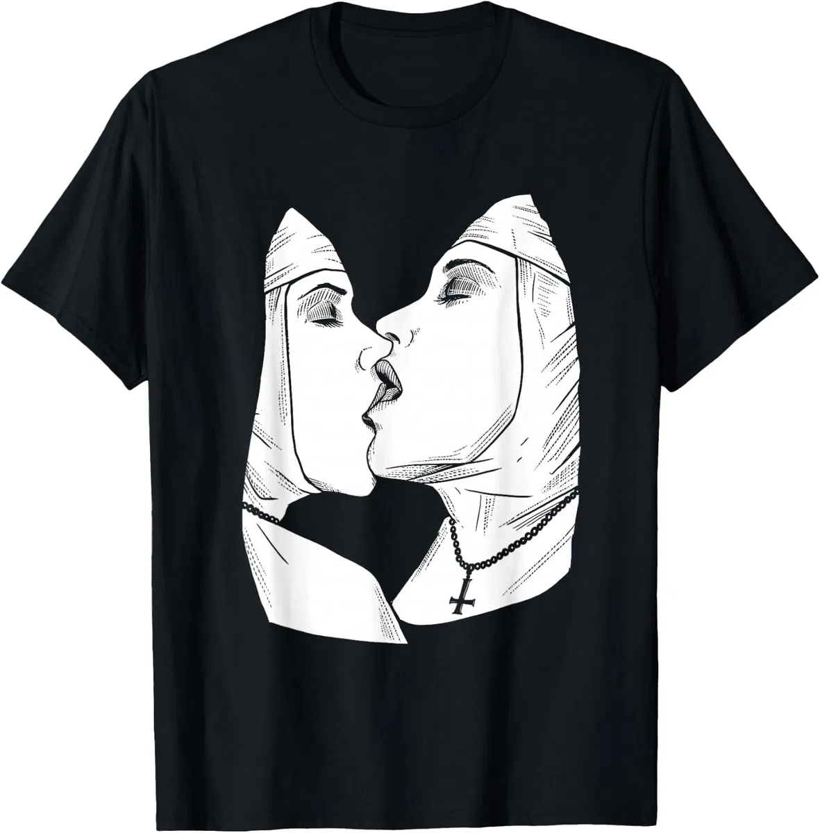 Beso hot Monja lesbiana sexy caliente. Bondage Satánico BDSM Camiseta