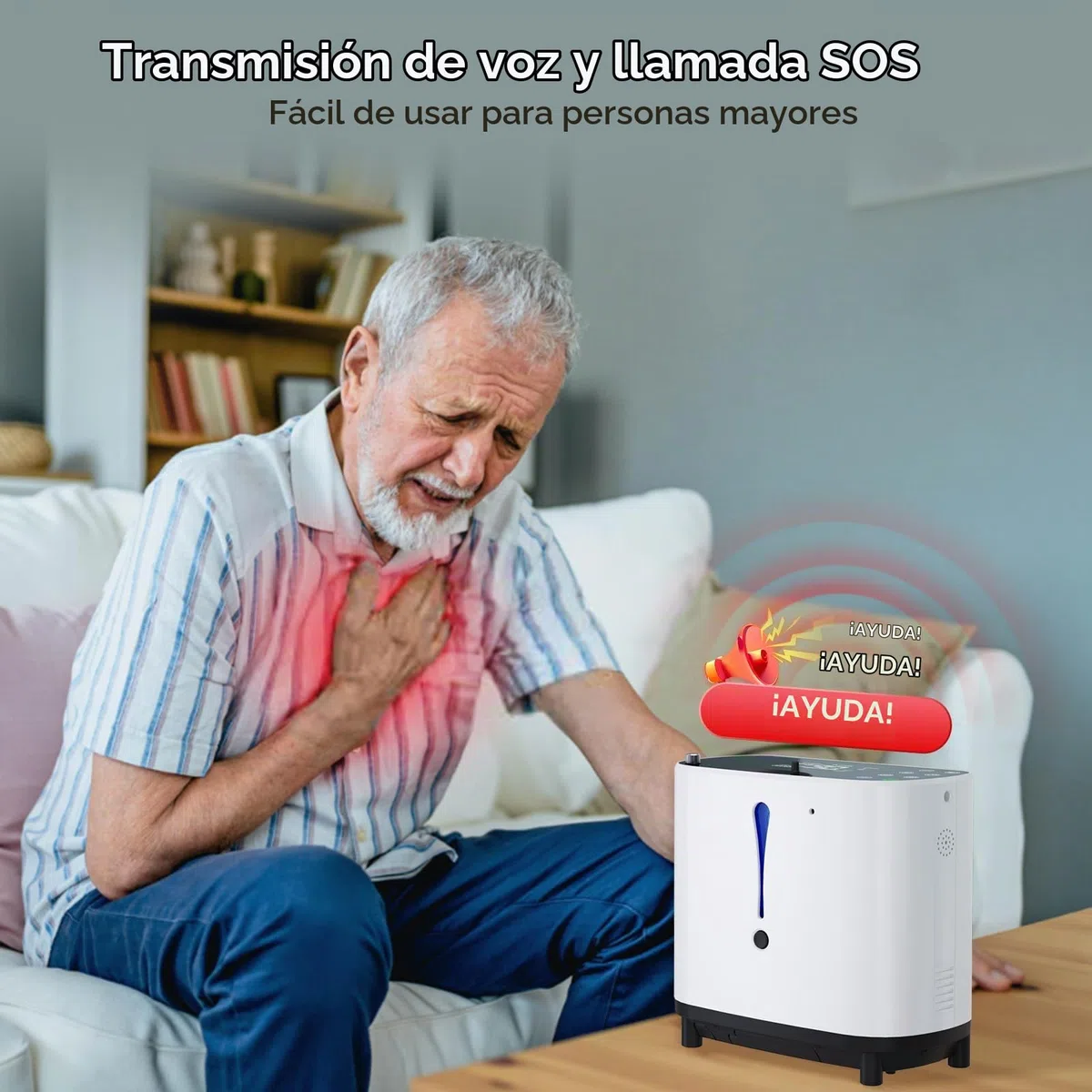 Concentrador de oxígeno portátil, dispositivo de oxígeno para uso doméstico, 90% de eficiencia, concentración 1-6L/min, concentrador de oxígeno portátil con control remoto,generador de oxígeno