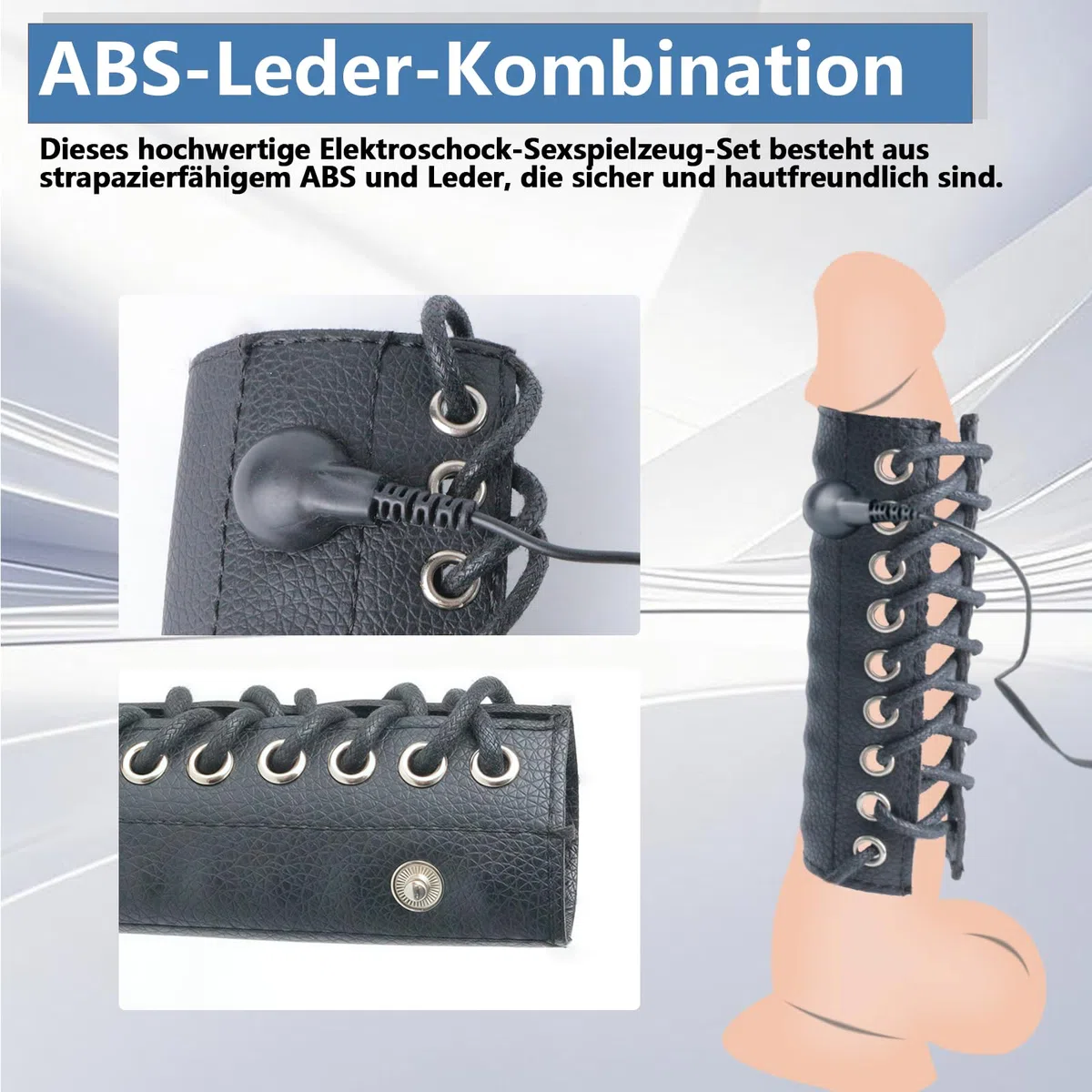 Electroestimulación Anillo de Pene Elástica de Estimulación para Pene y Correa Estimulantes Como Juguete Sexual Bdsms Masajeador SM Masturbación Sex Toy con cable adaptador, Unidad Principal