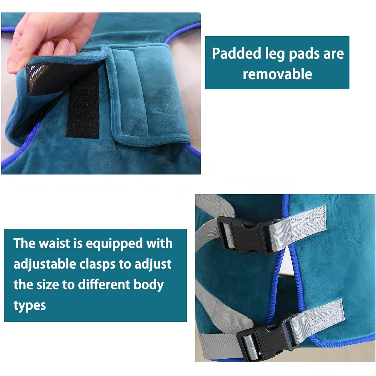 Eslinga de elevación para pacientes, diseño de piernas divididas, ayuda médica de pie para apoyo lumbar y muslo, alta capacidad de carga de 400 libras