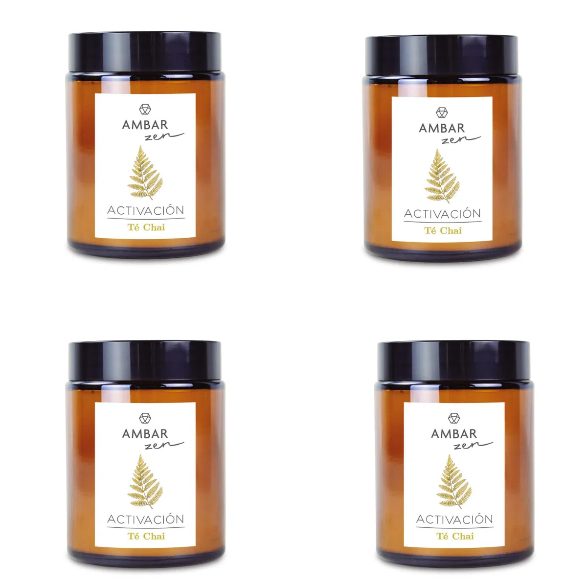 Vela Té Chai 125 gr Ambar Zen ACTIVACIÓN | Canela, Nuez Moscada, Jengibre y Vainilla. | Vela Té Chai cera vegetal y de soja, aromaterapia vela para meditar te chai