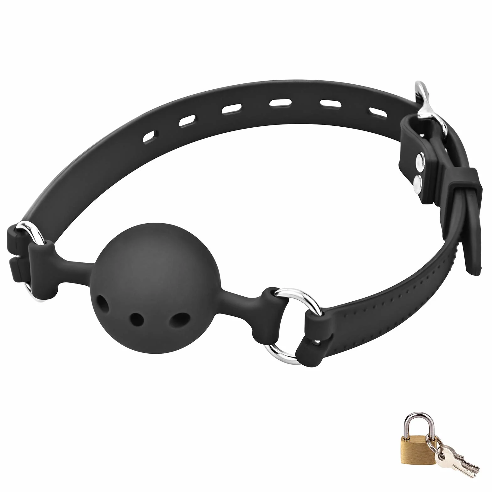 Mordaza de bola de silicona SM, juguete sexual, mordaza de boca transpirable con bloqueo, mordaza de boca BDSM, fetiche, mordaza sexual, juego de rol, Bondage, boca transpirable