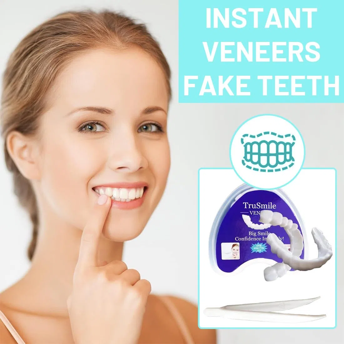 2 Pares Carillas Dentales Ajustables, Dientes Postizos Temporales,Dentaduras Superior e Inferior Instantáneas, con Mini Pinzas Para el Blanqueamiento de Dientes Con Cobertura Imperfecta