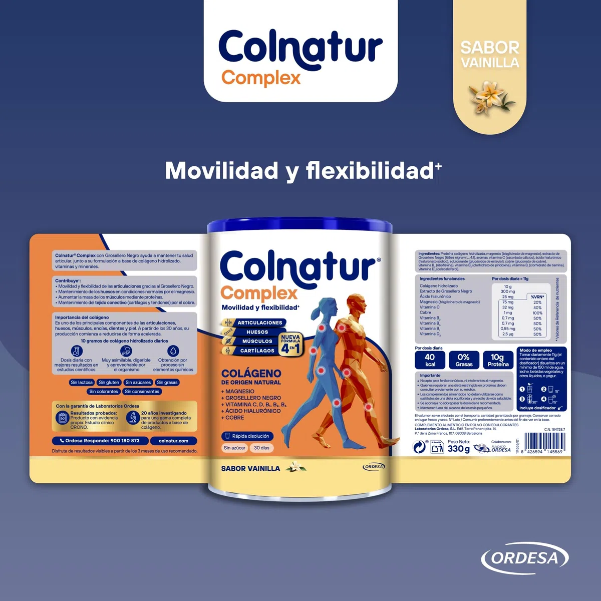 Colnatur Complex Vainilla | 330g | Colágeno con Magnesio y Vitamina C para Músculos y Articulaciones
