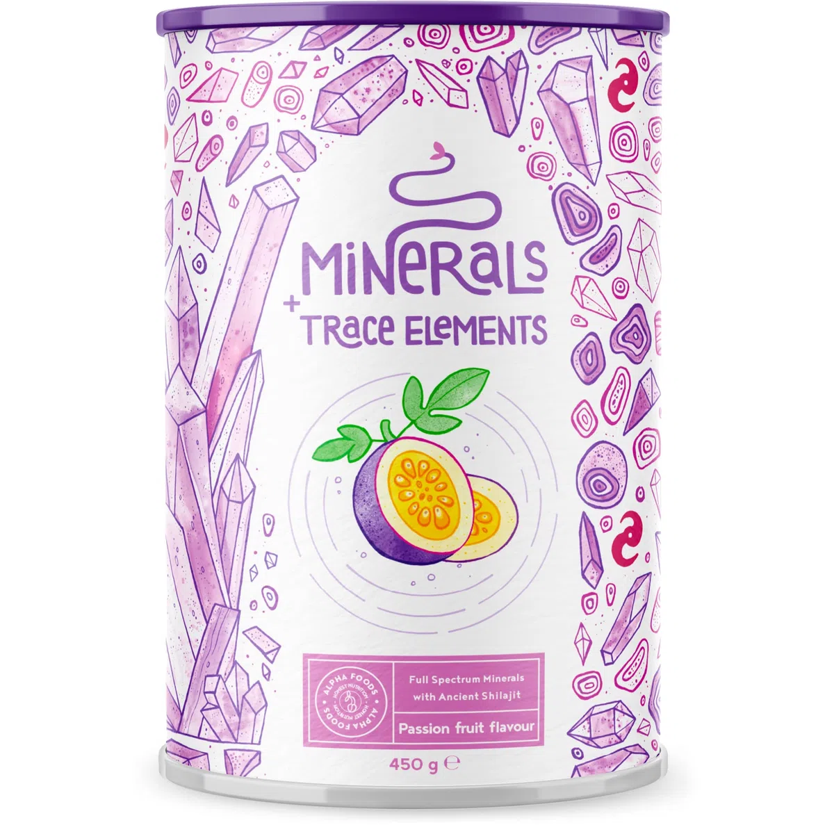 Minerales y Oligoelementos para Mejora de Metabolismo y Energía - Sabor Fruta de la pasión - Complejo Mineral Natural con Esencia de Shilajit, Magnesio, Zinc, Potasio, Calcio y otros Minerales - 450gr