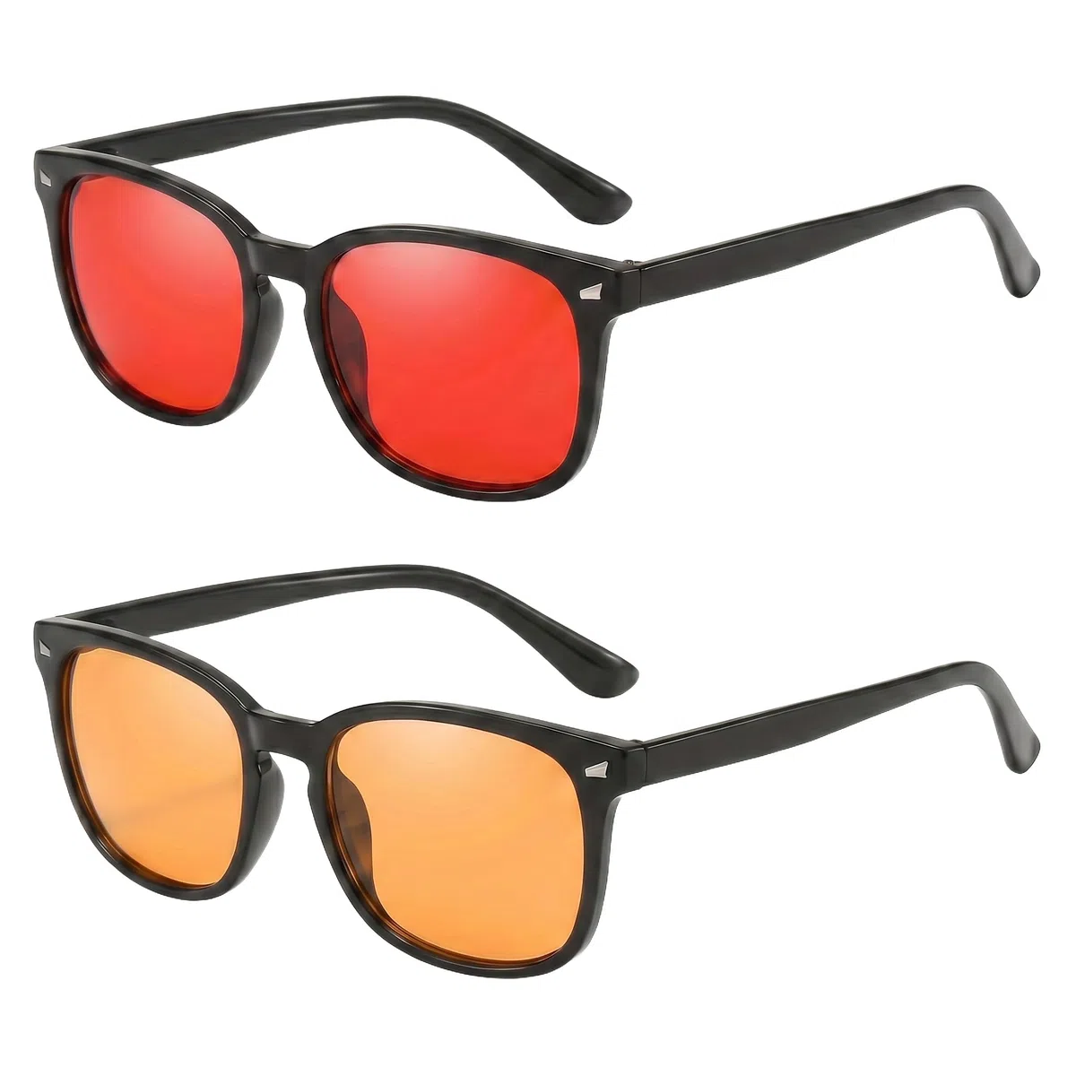 ️ Pack de 2 Gafas: Rojas Bloqueo Luz Azul y Amarillas – Filtro Luz Azul para Uso Diario y Nocturno, Diseño Elegante Hombre y Mujer, Incluye Paño de Limpieza