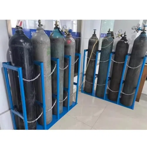 Soporte para cilindro de gas, portador de tanque de oxígeno resistente, estante de almacenamiento montado en el suelo/pared para un transporte seguro y portátil de tanques de oxígeno