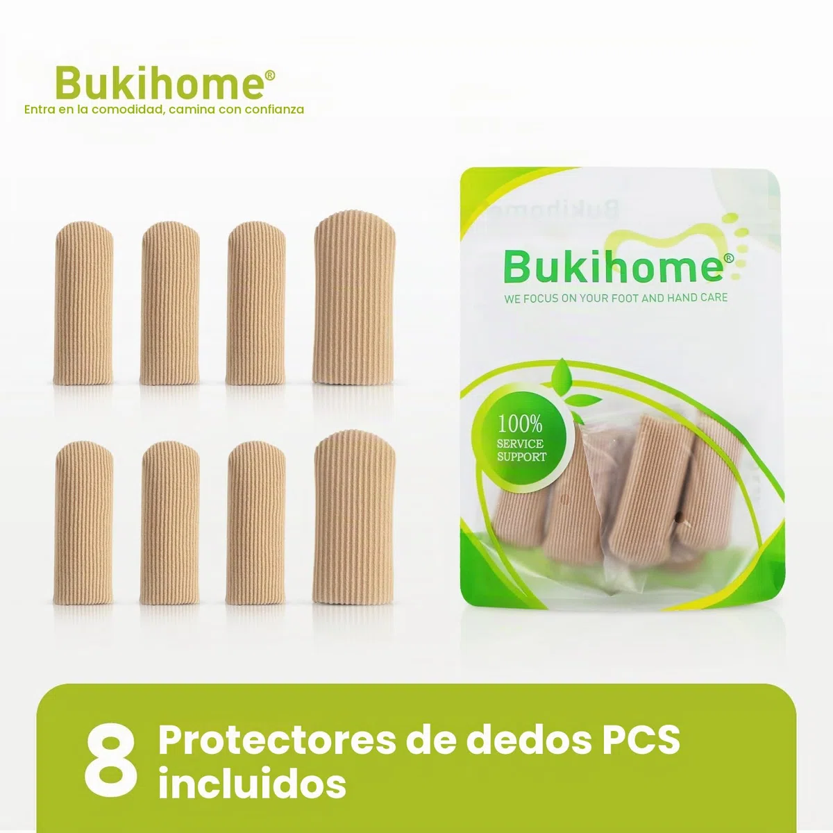 Bukihome 8 protectores de dedos de los pies, evita el alivio del dolor para callos, ampollas y uñas encarnadas (2 unidades de tamaño grande + 6 unidades de tamaño mediano) [Actualización]