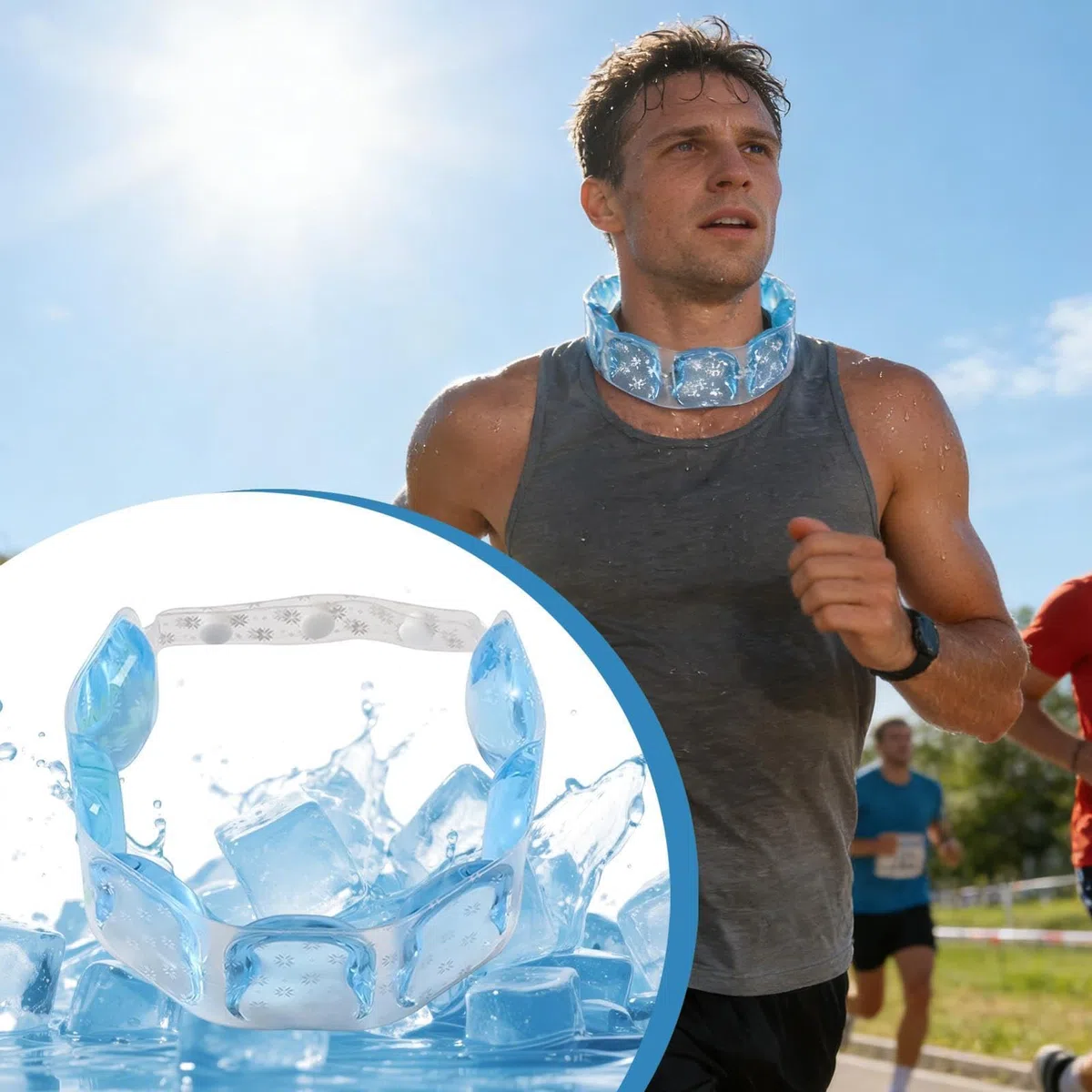 Collares de enfriamiento para el cuello – Collar de hielo de gel ajustable reutilizable para enfriamiento instantáneo, bufanda de terapia de frío de verano, ligero del sudor, deportes al aire