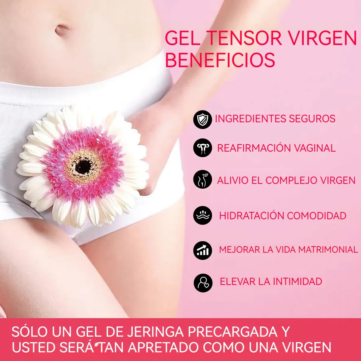 Gel Tensor Vaginal, Complejo Aliviante Virgen, Suplemento Hidratante Prellenado para Mejore la vida sexual de su pareja, aumente la sensibilidad y el placer- 5 uds.