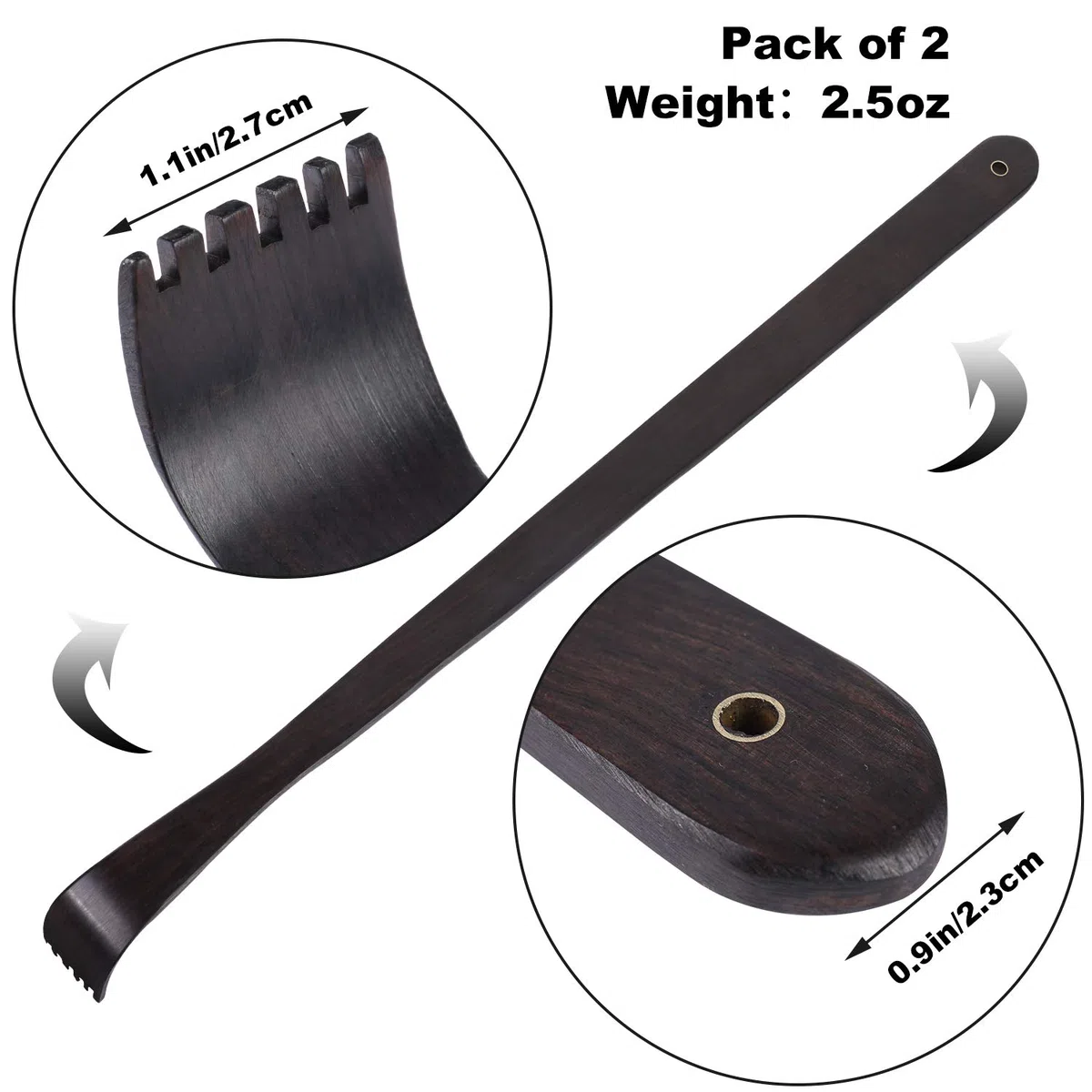 2 Piezas Rascador de Espalda de Madera Masajeador de Relajación Corporal de Madera Rascador de Espalda Largo para Alivio de Picor