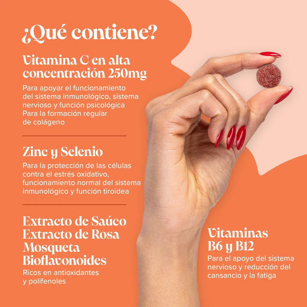 Gominolas de Vitamina C - Sin Azúcar - 250 mg de Vitamina C con Zinc, Vitaminas B6 y B12, Extracto de Naranja Amarga y Bioflavonoides - Vitaminas para el Cansancio - Vegano y Sin Gluten - Novomins