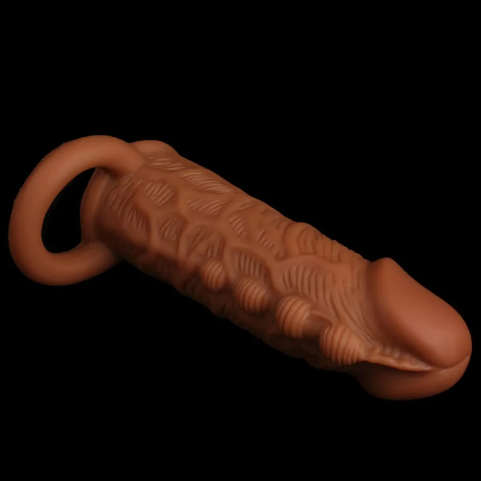 SXOVO Funda para pene con anillo para testículos, funda extensora de pene, juguete sexual para hombres para aumentar la erección