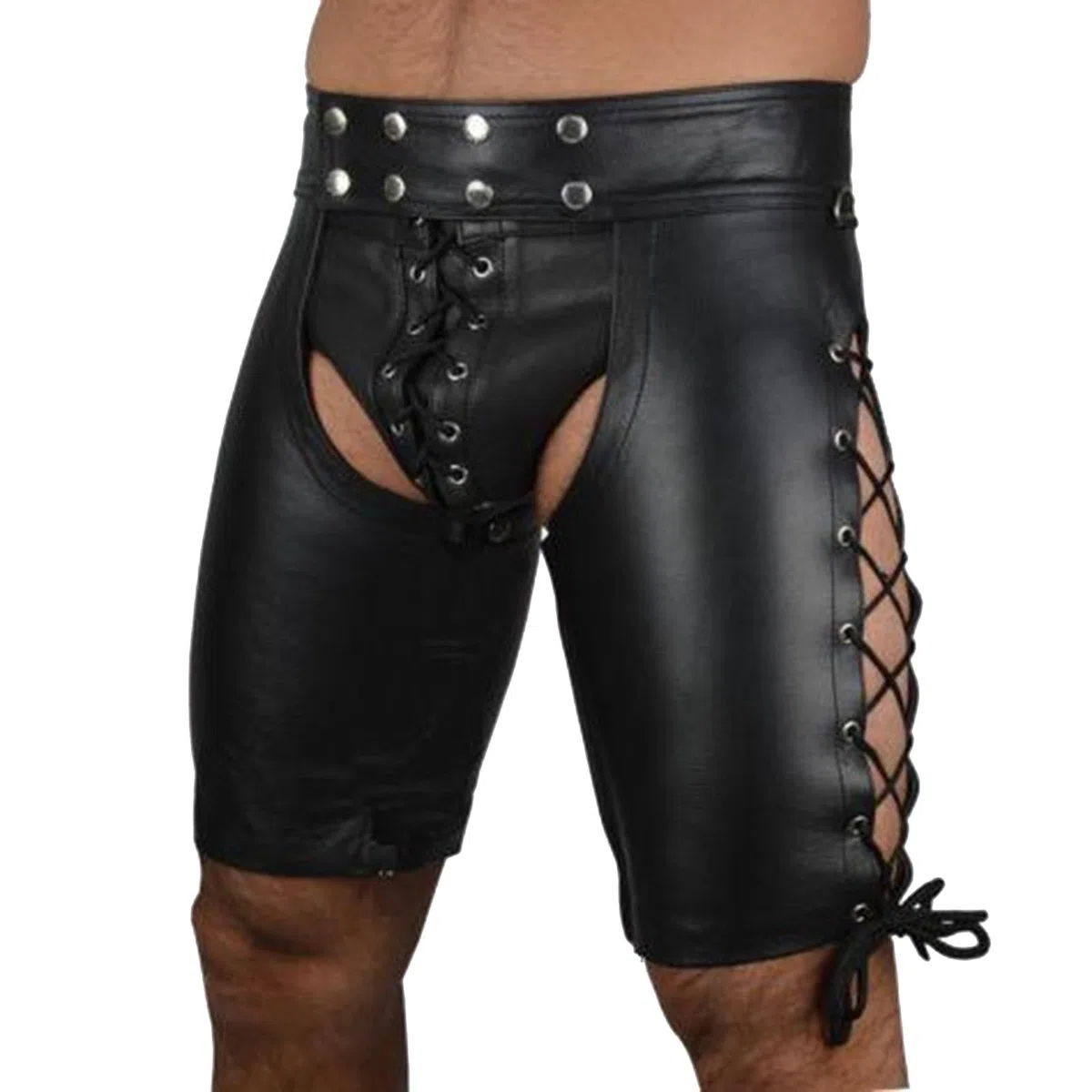 Calzoncillos bóxer abiertos para hombre, pantalones cortos de cuero PU, sexy, aspecto mojado, atractivos, discoteca, bar, trajes, ropa interior erótica, ropa interior para hombre, ropa