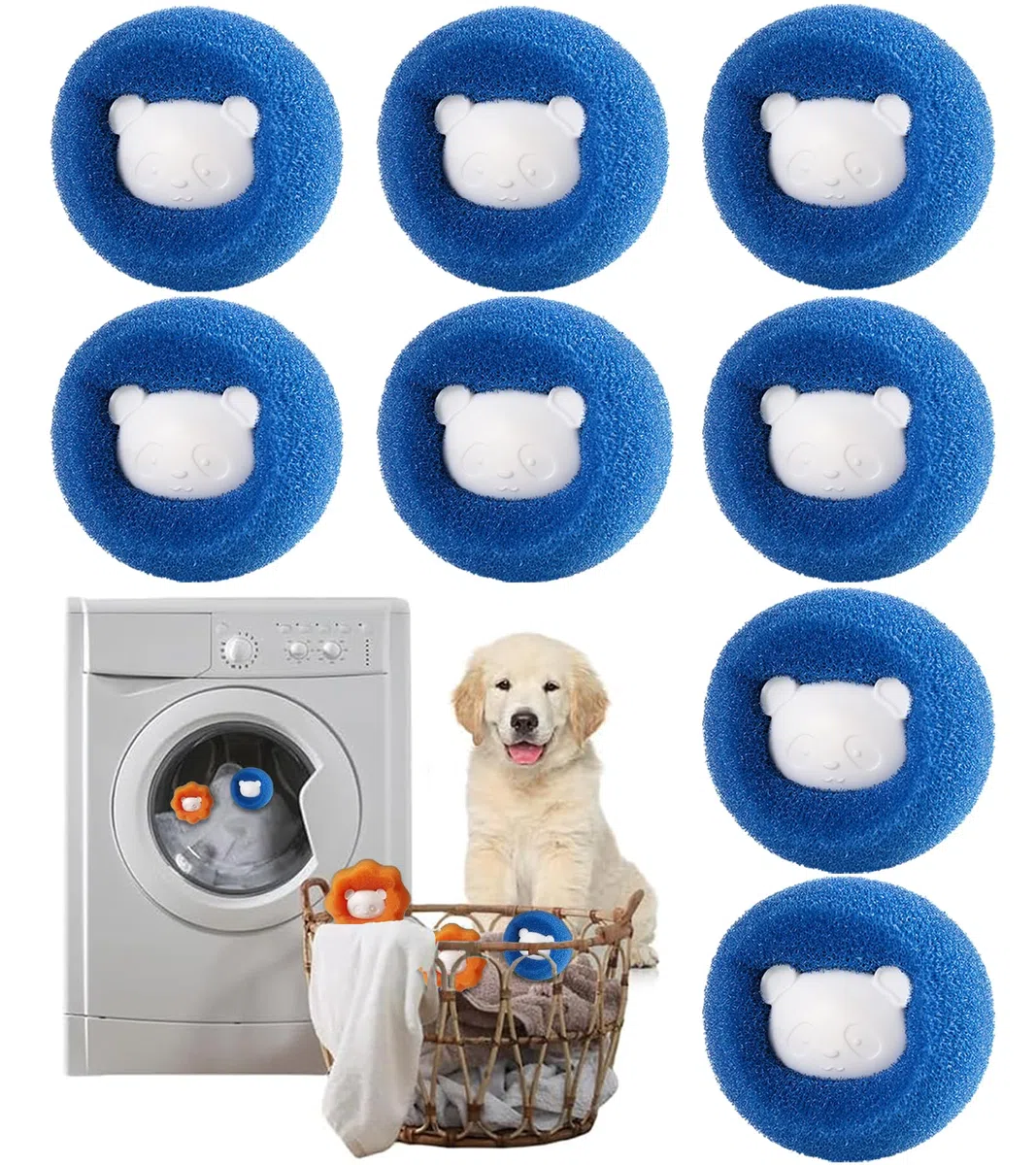 Quitapelos Para Lavadora, Atrapapelos Para Lavadora, Reutilizables, Eliminan Eficazmente el Pelo de Gato, Perro y Otros Animales de la Ropa de Cama y la Ropa. (Azul)