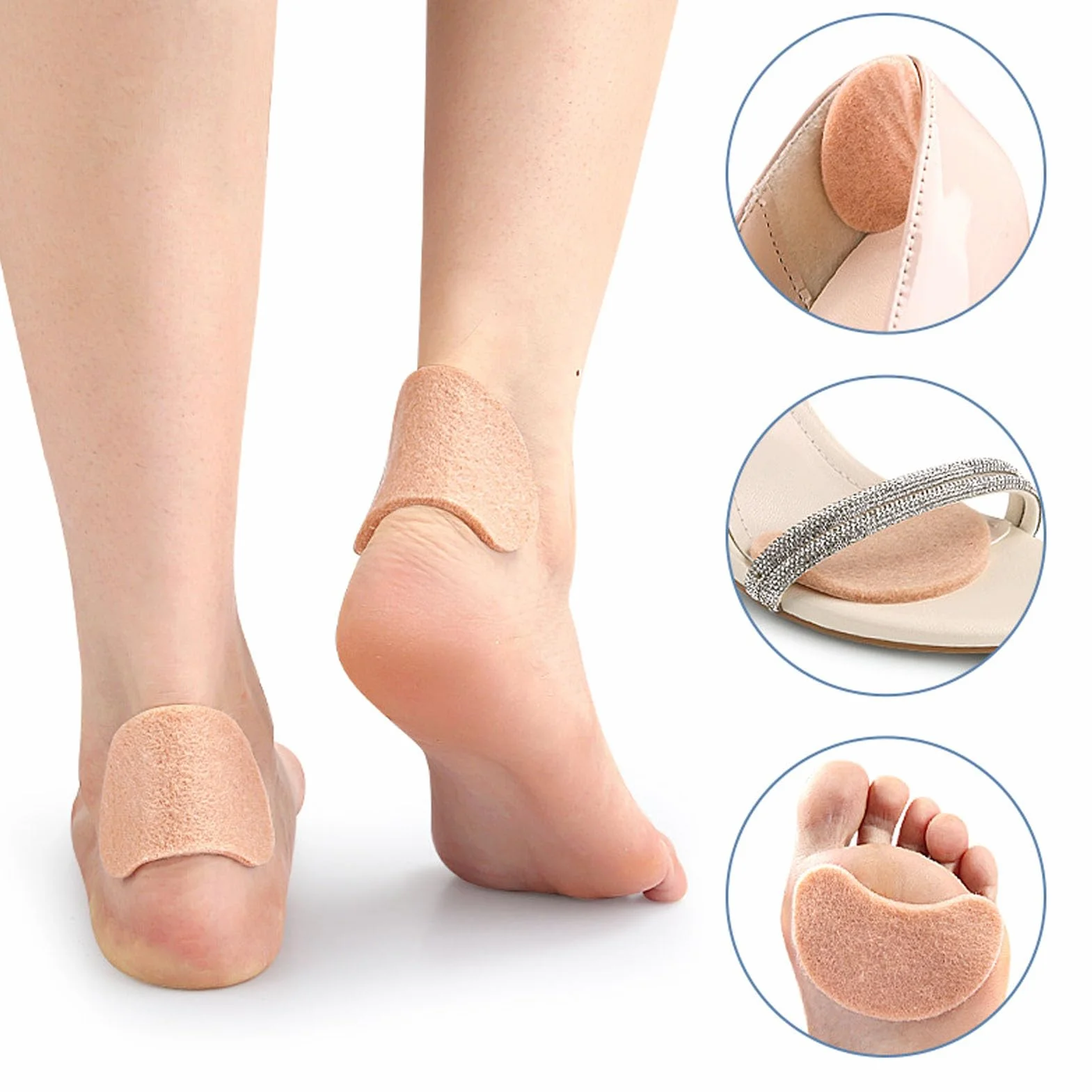 Almohadillas de Fieltro para el antepié, Cojín de Fieltro para el antepié, Protección Profesional, 20 Piezas para el Cuidado de los Pies (color de piel)