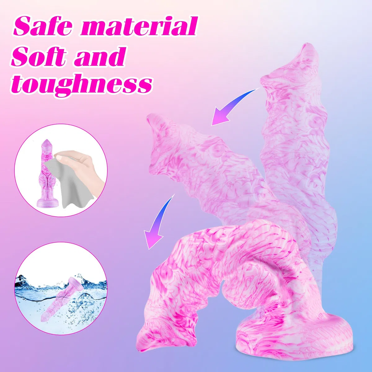Dildo de Lobo Rosa de Gran Tamaño - Juguete Realista de 21,1 cm con Ventosa,Lobo Exótico con Nudos,Plug Anal Grueso de Silicona para Fantasías,Gran Dildo con Ventosa para Parejas de Hombres y Mujeres