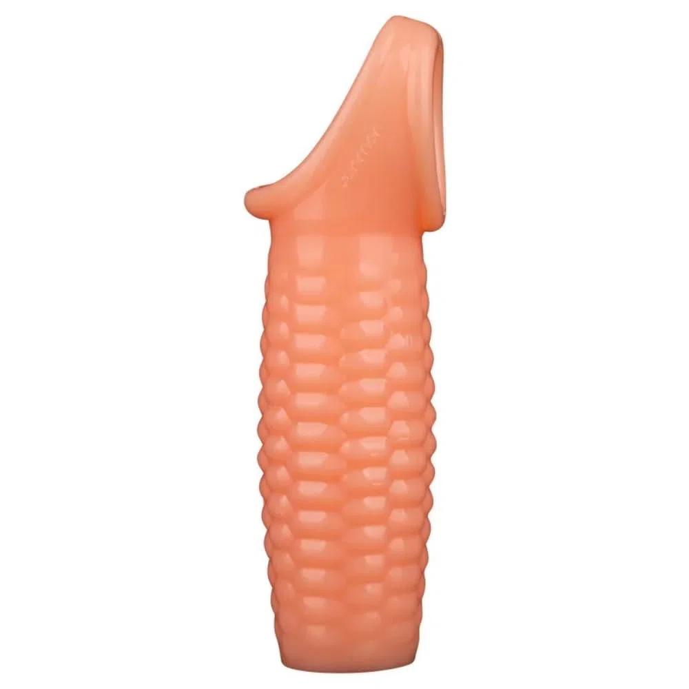 Extensor de manga de pene de color carne de extremo abierto de 9,5 cm, de silicona ultrasuave, reutilizable, para hombres, juguete sexual para adultos