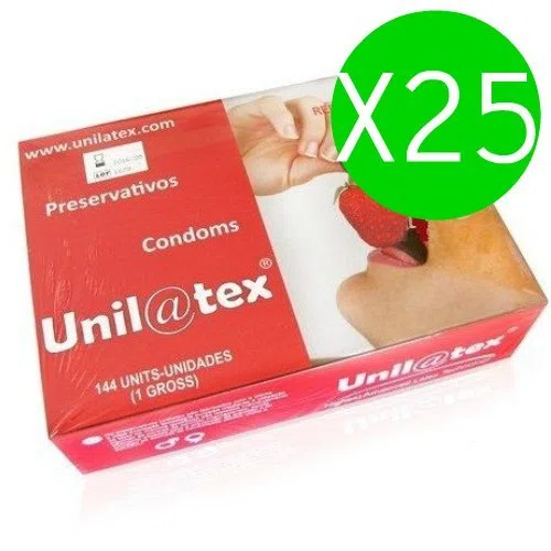 UNILATEX PRESERVATIVOS ROJOS/FRESA 144 UDS x 25 UDS