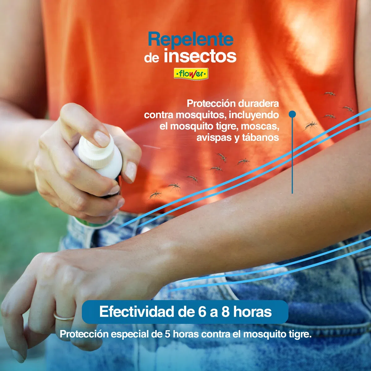 FLOWER x 3 Repelente Mosquitos Aerosol 100 ML | Spray Protector Insectos, Mosquito Tigre, Garrapatas | Protección 8 Horas Cuerpo y Cara | Fórmula Potente Sin Componentes Dañinos
