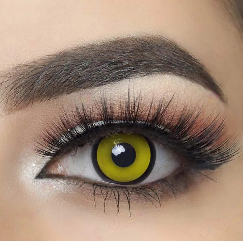 MYSA LENS Yellow Manson Crazy Eyes Fantasy Lentillas Coloreadas Black Circle Yellow Manson Solution 10ml Estuche