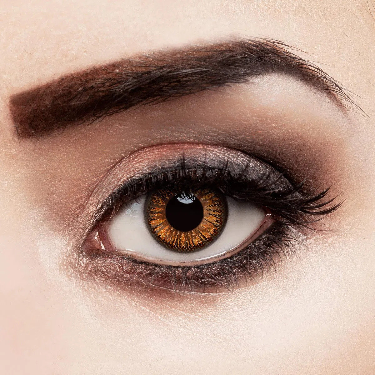 aricona Kontaktlinsen – Orange Lilly: Lentes de contacto marrón - Lentes de contacto de color marrón natural sin dioptrías puede utilizarse durante 12 meses, 2 piezas