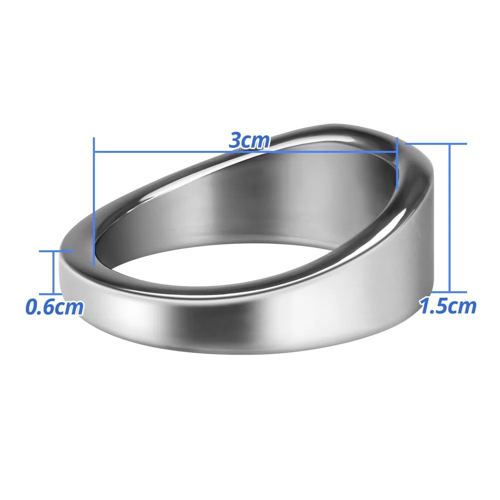 Anillos de pene de acero inoxidable para hombres, Anillo de pene de placer para el aumento de la potencia Anillo de glande ergonómico Anillo de testículo de metal (L)