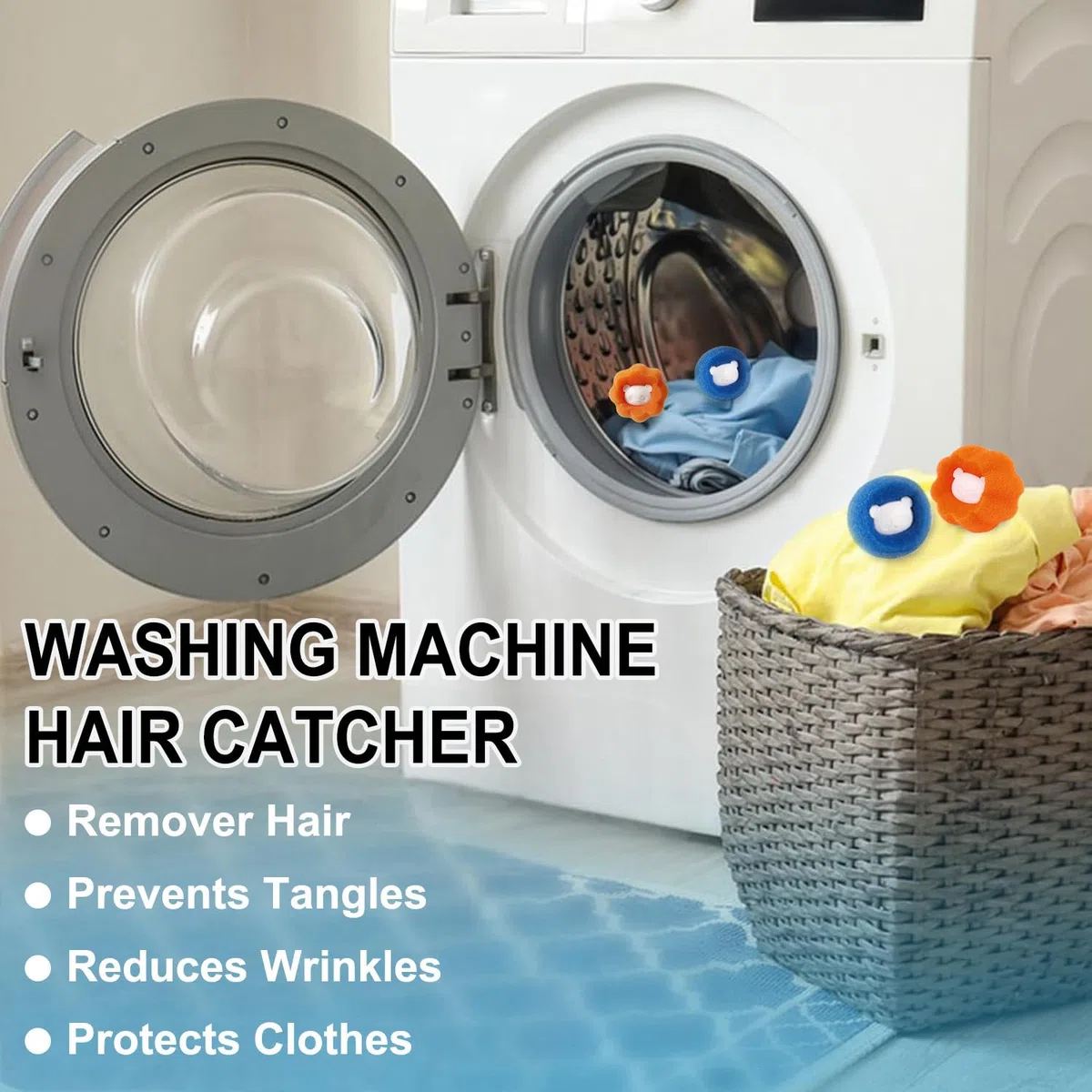 Quitapelos Para Lavadora, Atrapapelos Para Lavadora, Reutilizables, Eliminan Eficazmente el Pelo de Gato, Perro y Otros Animales de la Ropa de Cama y la Ropa. (Azul)