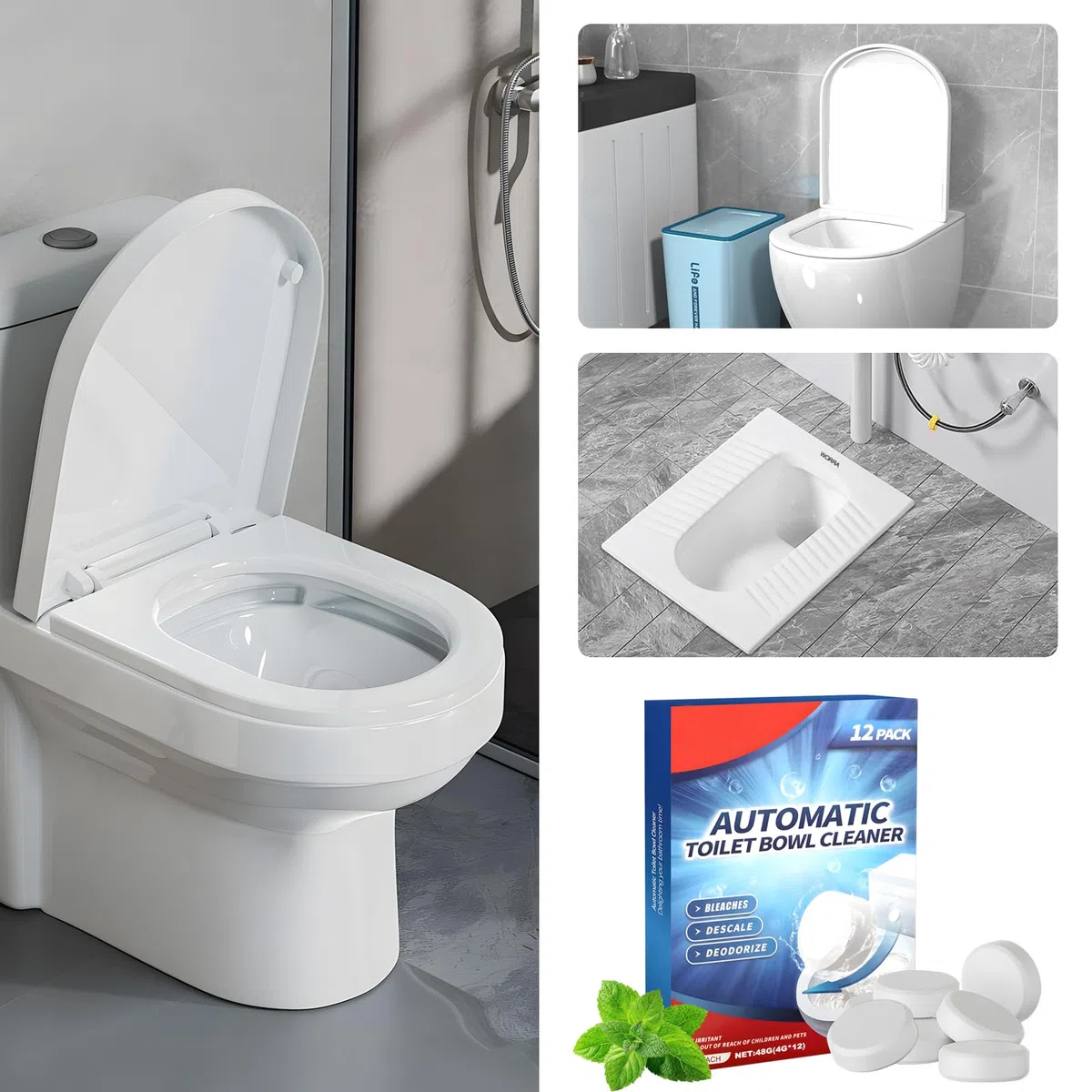 48 Pieza Pastillas Cisterna WC, Pastillas para Cisterna Extrafuertes Limpieza Profunda Prevenir el Olor Se Utiliza para Eliminar la Cal Persistente y los Cálculos Urinarios