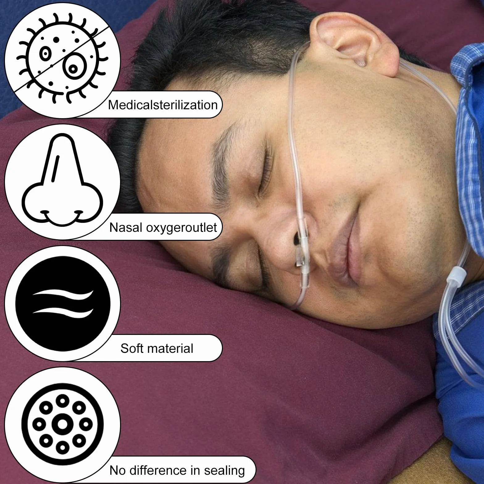 20 gafas de oxígeno para la nariz: 300 cm, gafas de nariz para dispositivo de oxígeno, gafas de oxígeno con tubo O2 para dispositivo de oxígeno, terapia de respiración, gafas nasales, tubo de