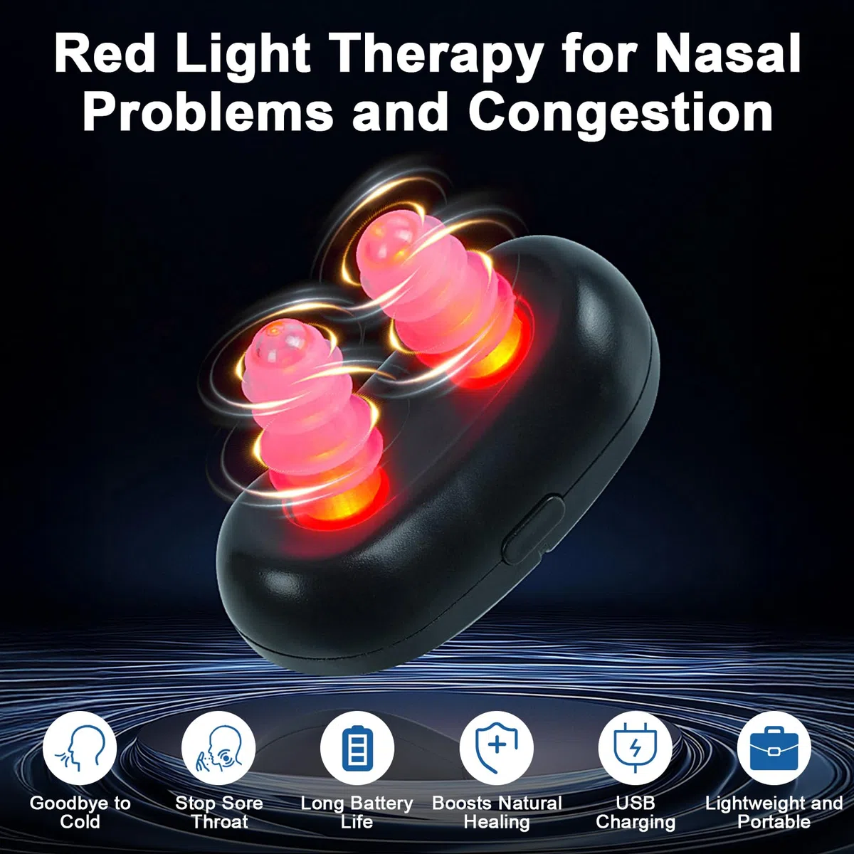Dispositivo de Nariz con Luz Roja, Calmante Nasal de Fisioterapia, Herramienta para Aliviar La Rinitis, Luz Roja Portátil Instrumento de Terapia Nasal para Aliviar Los Síntomas de La Rinitis