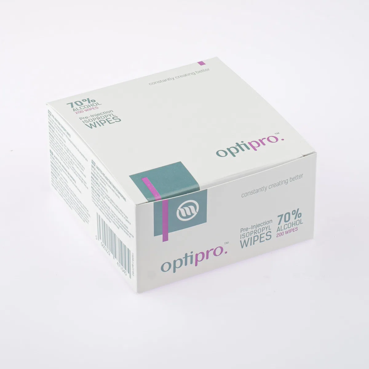 OptiPro Toallitas de Isopropilo con Preinyección de Alcohol al 70% – Toallitas Fáciles de Utilizar Envueltas Individualmente para Limpiar la Piel (Paquete de 200)