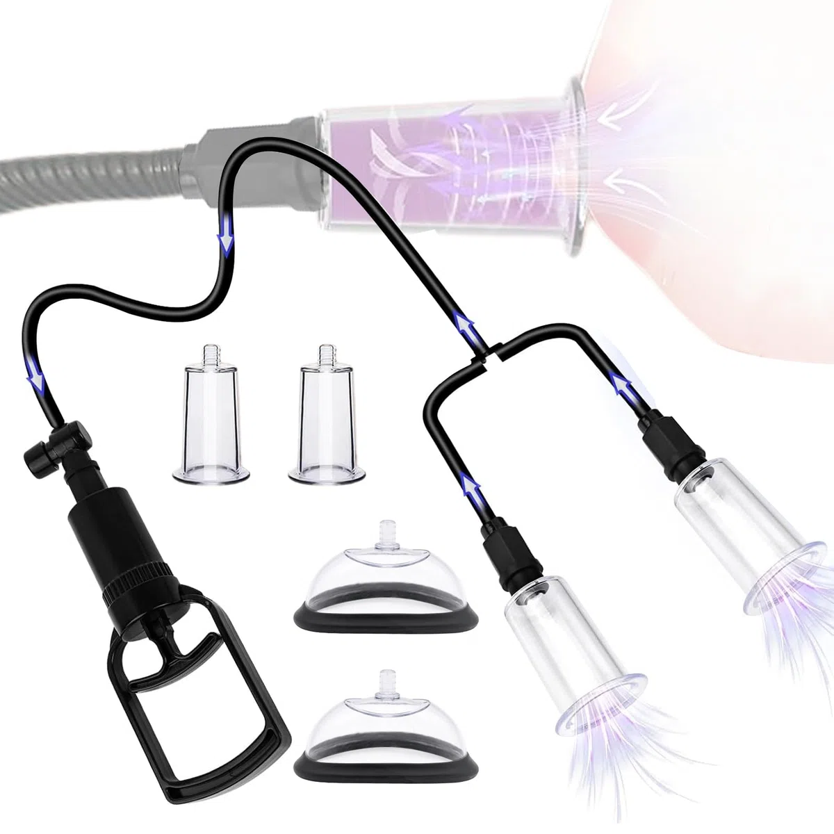 Bomba vaginal juguetes sexuales con 4 copas, chupete manual y succionador de clítoris para aumentar la sensibilidad y aumentar el placer sexual femeninoBomba vaginal, estimulador de pezones para juego