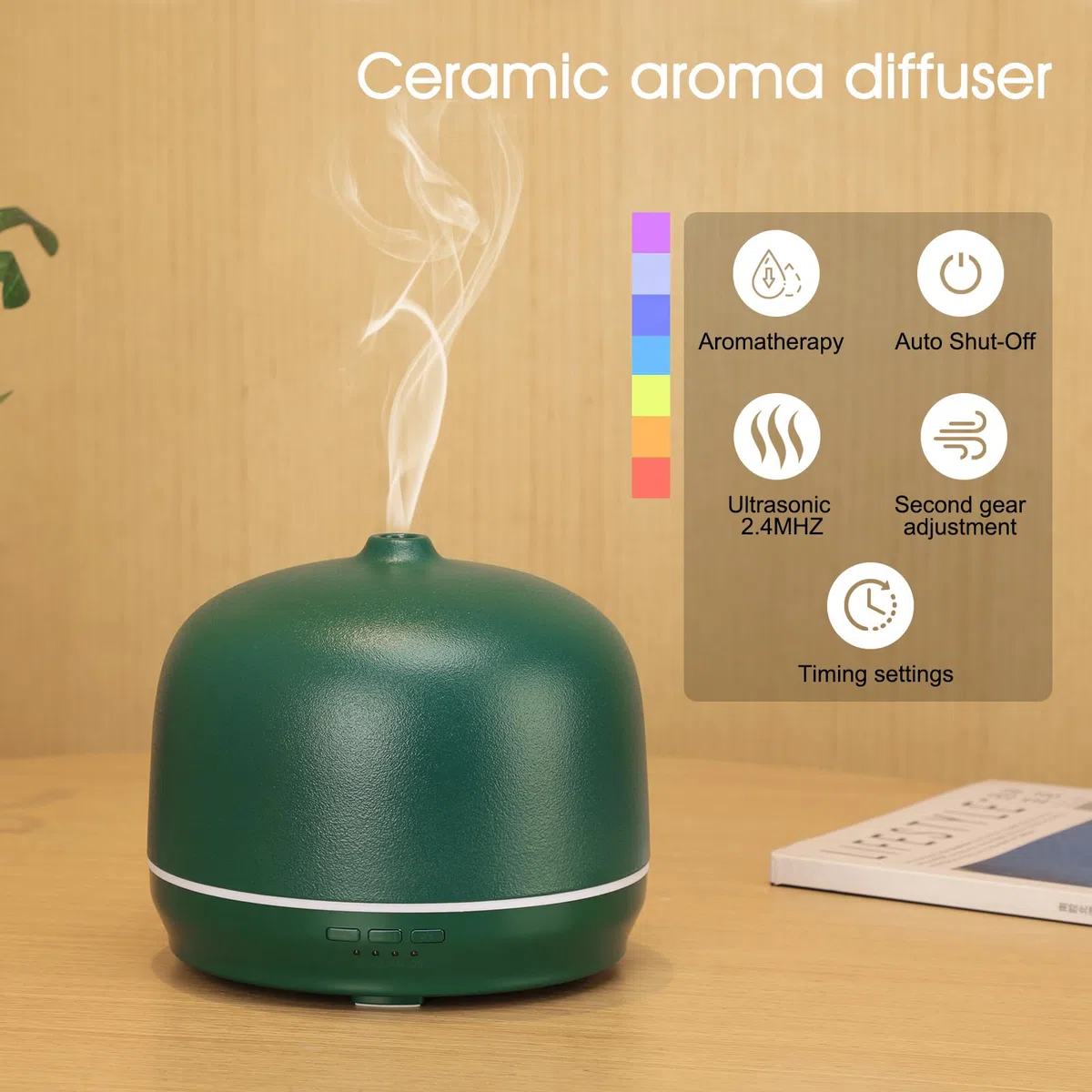 Difusores de aceite esencial de cerámica para el hogar, habitación grande, difusor de aire de aroma de aromaterapia de 500 ml, difusor de aire ultrasónico con temporizador, naranja