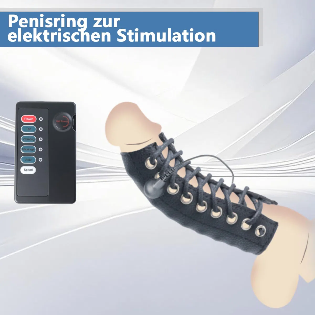 Electroestimulación Anillo de Pene Elástica de Estimulación para Pene y Correa Estimulantes Como Juguete Sexual Bdsms Masajeador SM Masturbación Sex Toy con cable adaptador, Unidad Principal