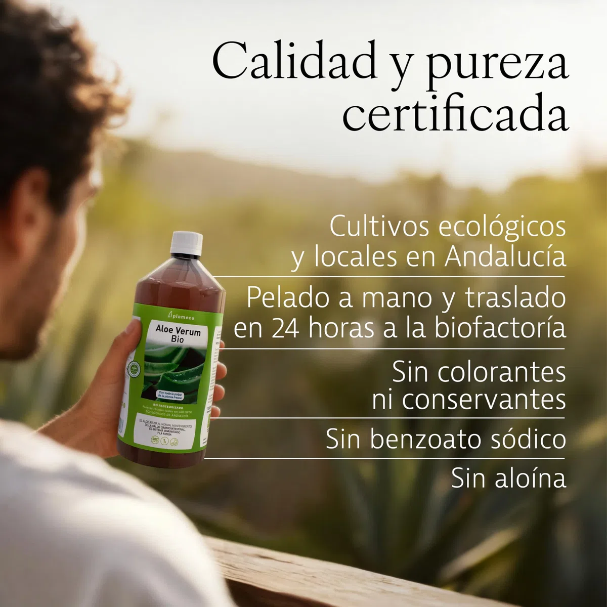 PLAMECA Aloe Verum Bio, Salud Gastrointestinal, Sistema Inmunitario y Situaciones de Fatiga, Jugo puro Aloe Vera con Pulpa y Sin Aloína 100% BIO, 1L