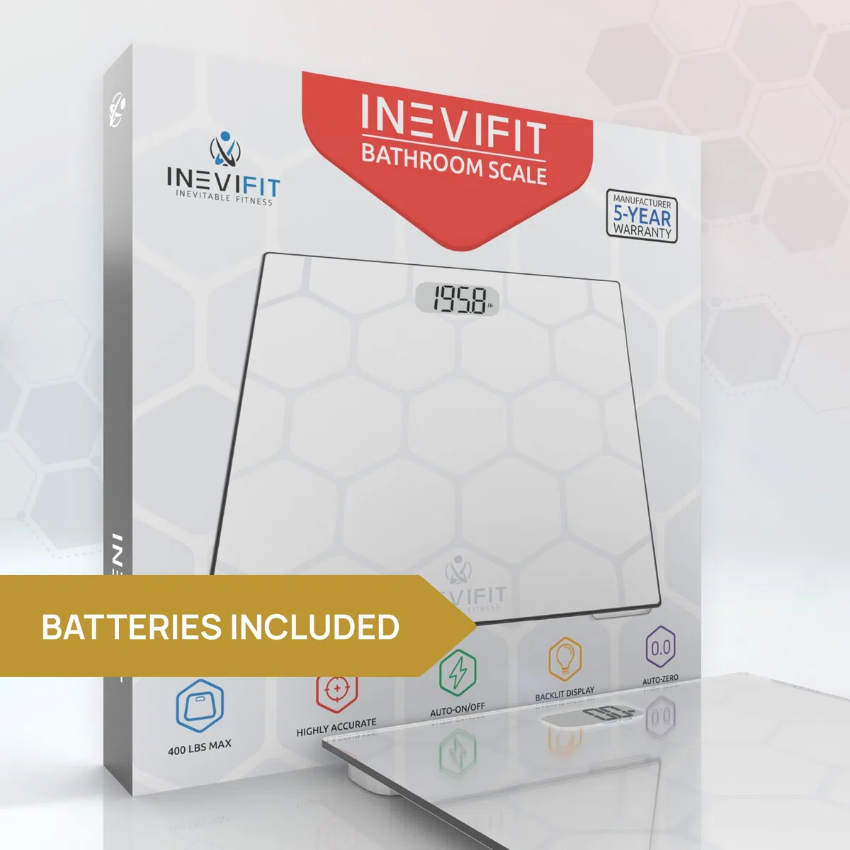INEVIFIT Báscula de baño, báscula de baño digital altamente precisa, mide el peso para múltiples usuarios blanco ampliación de la plataforma 11 "x11"