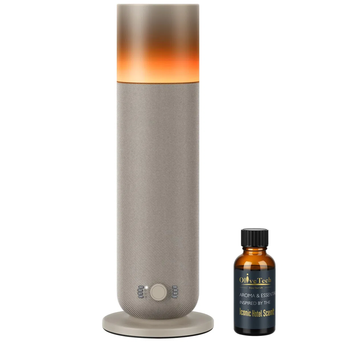 Difusor sin agua con diseño envuelto en tela, difusor de aroma de aire frío OliveTech para el hogar y la oficina, aromaterapia para habitaciones grandes, funcionamiento silencioso, intensidad