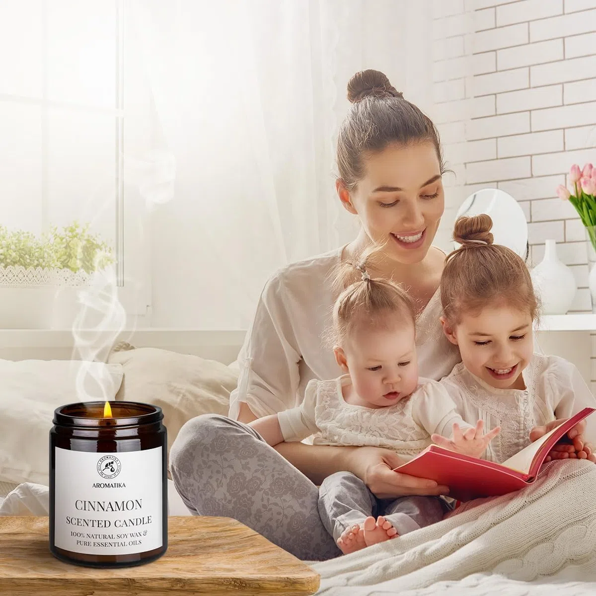 Vela Perfumada de Canela 150g - 100% Aceite Esencial de Canela Pura - Aromaterapia - Fragancia para Hogar - Vela de Cristal de Regalo - Idea para Cumpleaños - Navidad - Aromaterapia Perfumada