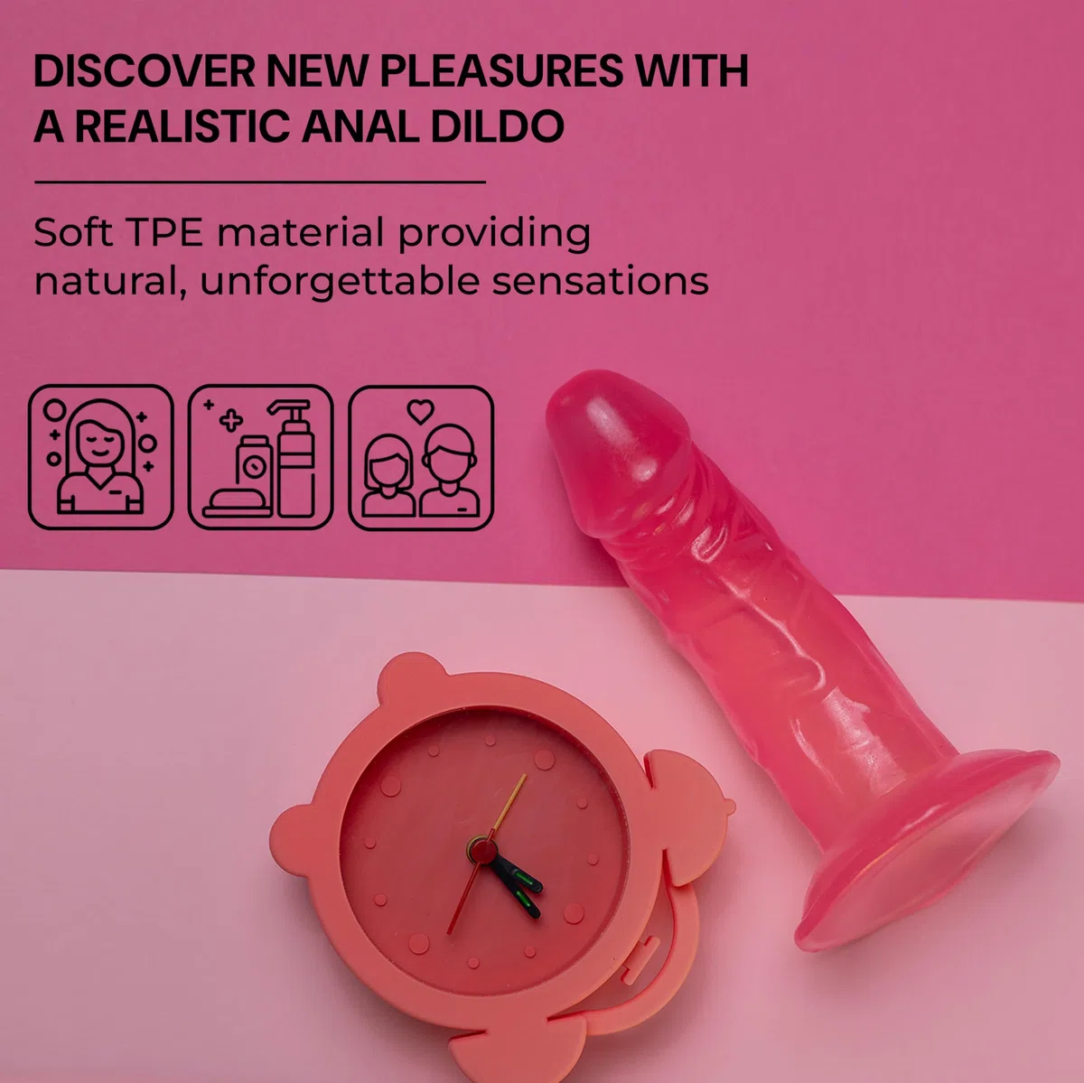 Dildo rosa de 14,5 cm, Ø3,6 cm, dildo realista con ventosa, TPE FOPS A42-1