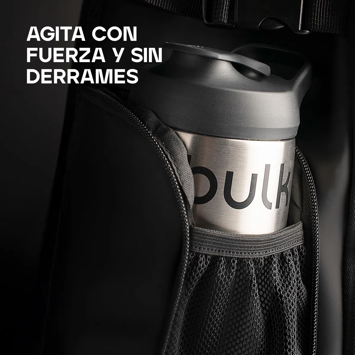 Bulk x Promixx Shaker Acero Inoxidable | Negro | 700ml | Diseño Resistente & Antifugas | Agitador Snap-Fit para Mezcla Perfecta | Mango Antideslizante | Larga Duración