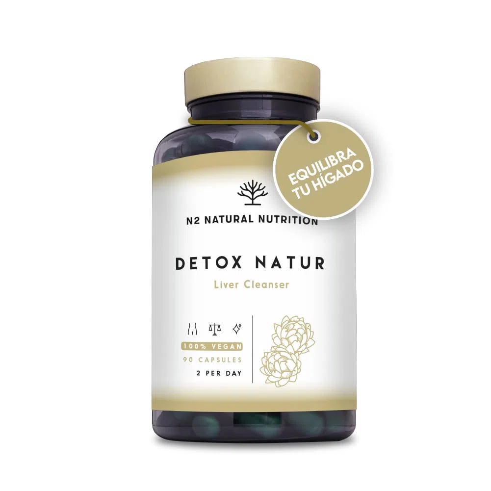 N2 Natural Nutrition Detox depurativo. Cardo mariano, alcachofa, vitamina B (B6, B2, B1), bardana y selenio. Antioxidante, retencion de liquidos. 90 Cápsulas. Vegano.