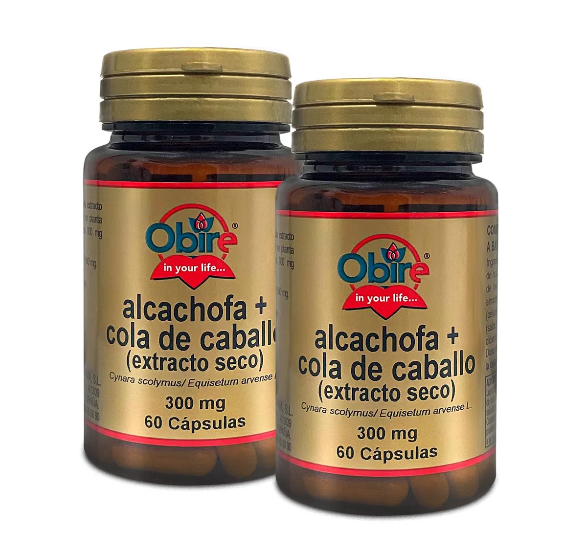 Obire | Alcachofa + Cola de Caballo 300 mg | 60 Cápsulas | Pack de 2 Unidades | Digestivo y Propiedades Remineralizantes