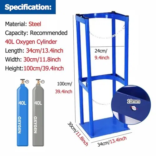 Soporte para cilindro de gas, portador de tanque de oxígeno resistente, estante de almacenamiento montado en el suelo/pared para un transporte seguro y portátil de tanques de oxígeno