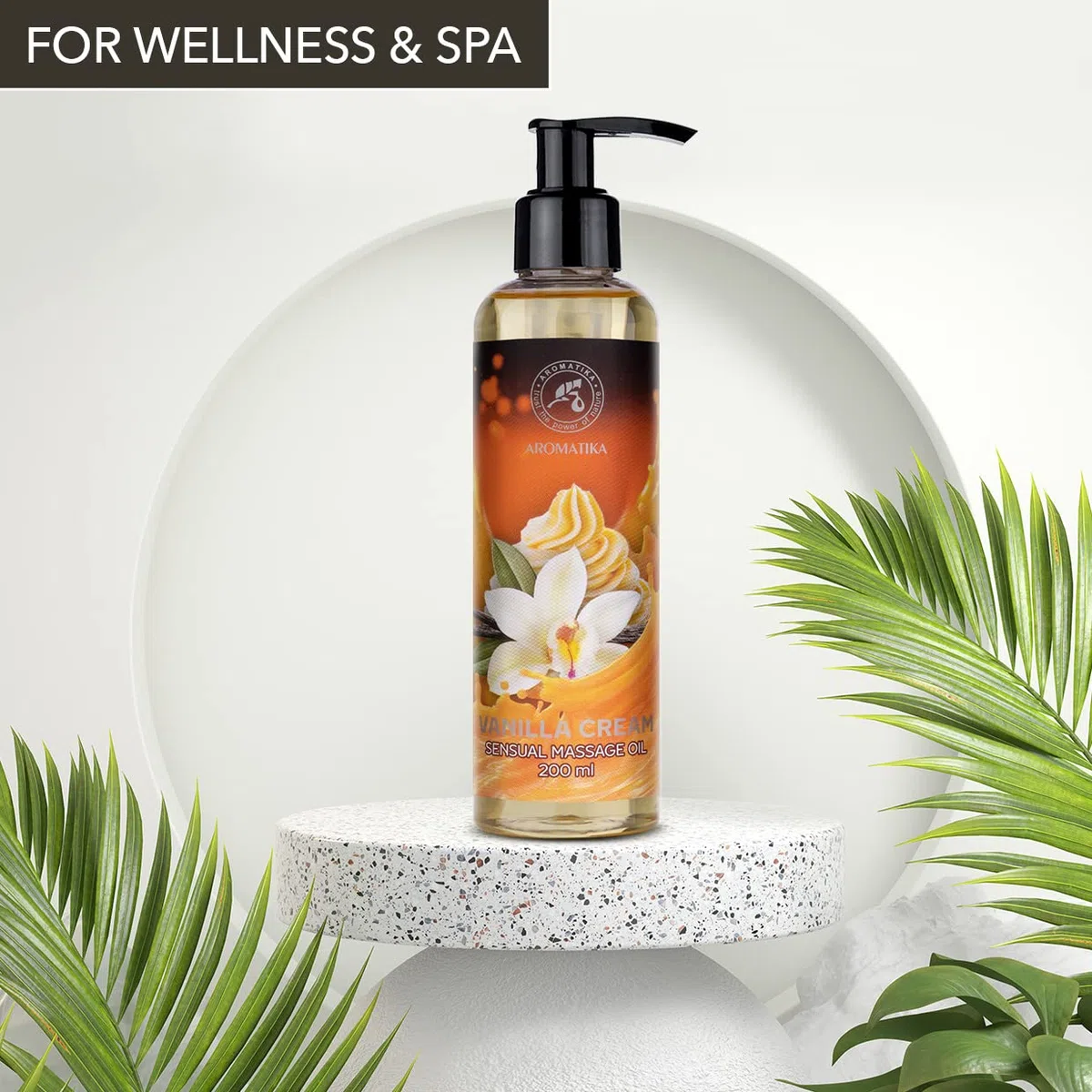 Aceite de Masaje Sensual Crema de Vainilla 200ml - con Aceites de Almendra - Semillas de Uva - Vainilla - Cosméticos Naturales con Maravilloso Aroma - Aceite de Masaje - Aceite de Masaje y Relajación