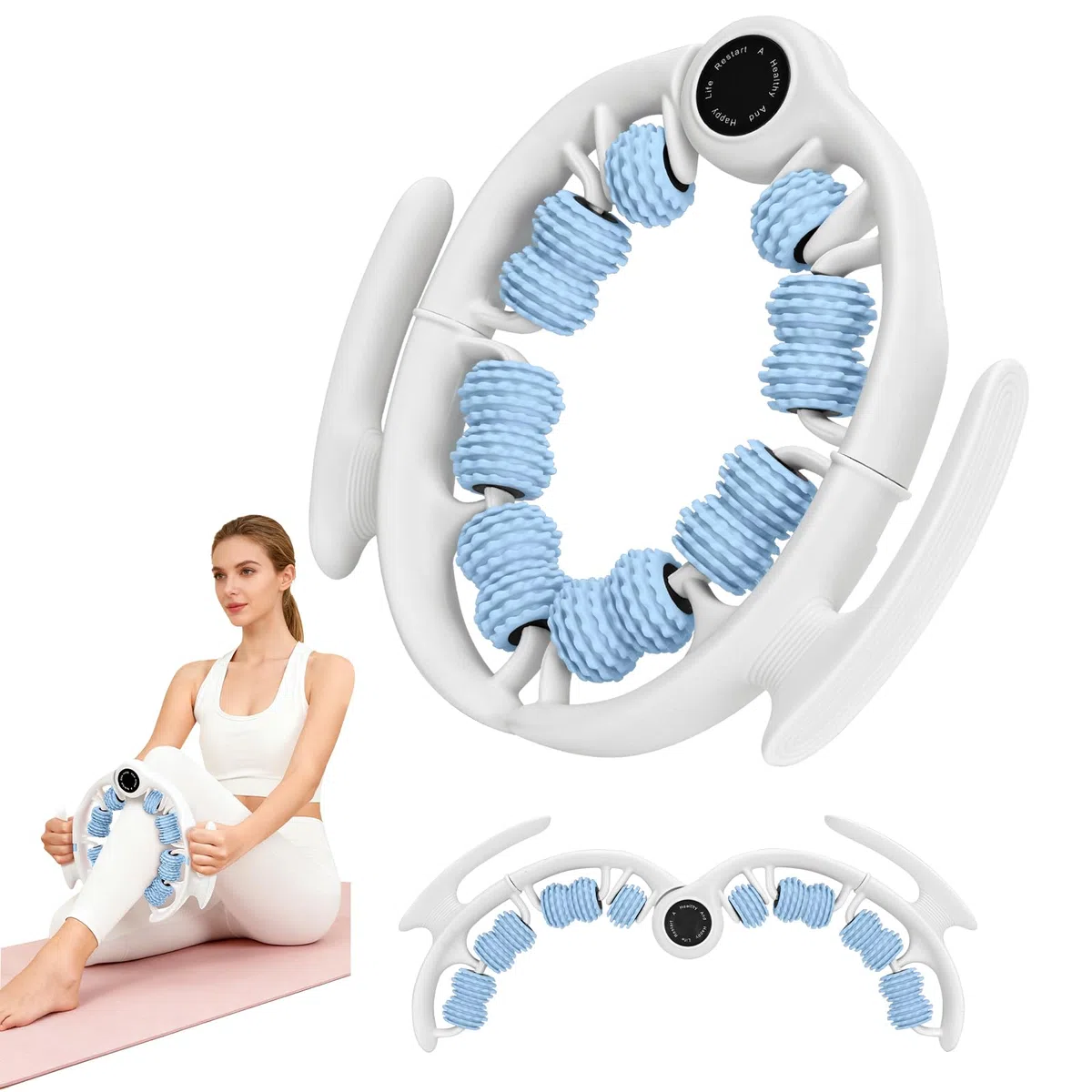 Rodillo de masaje de celulitis con asas desmontables para espalda, piernas, cuello, hombros, relajación muscular corporal y circulación, herramienta masajeadora de presión firme para alivio