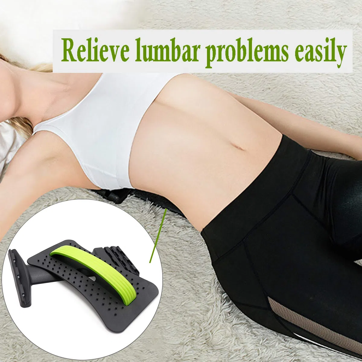 Estiramiento de Espalda,Dispositivo de Estiramiento Lumbar para Masaje de Espalda y Aliviar el Dolor de Espalda,3 Niveles Ajustables Corrector de Postura