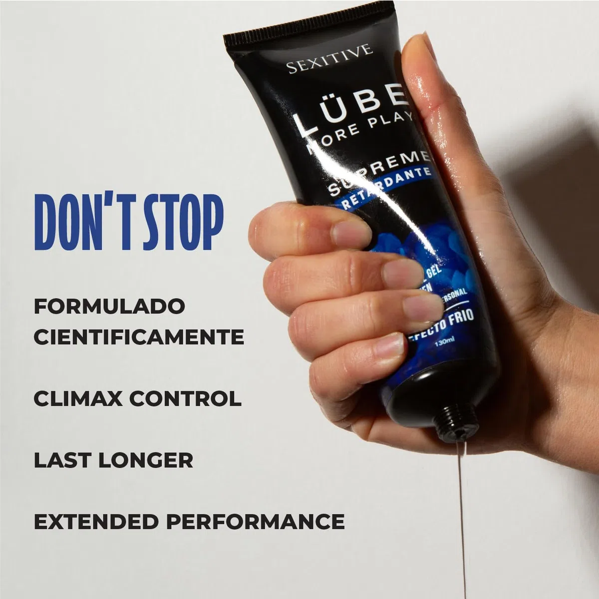 Lubricante Masculino Lube Supreme Efecto Frio. Sensación de fuerza y resistencia, para prolongar el ritmo y la intensidad. Disfruta más tiempo, con una sensación de firmeza duradera - 130ml